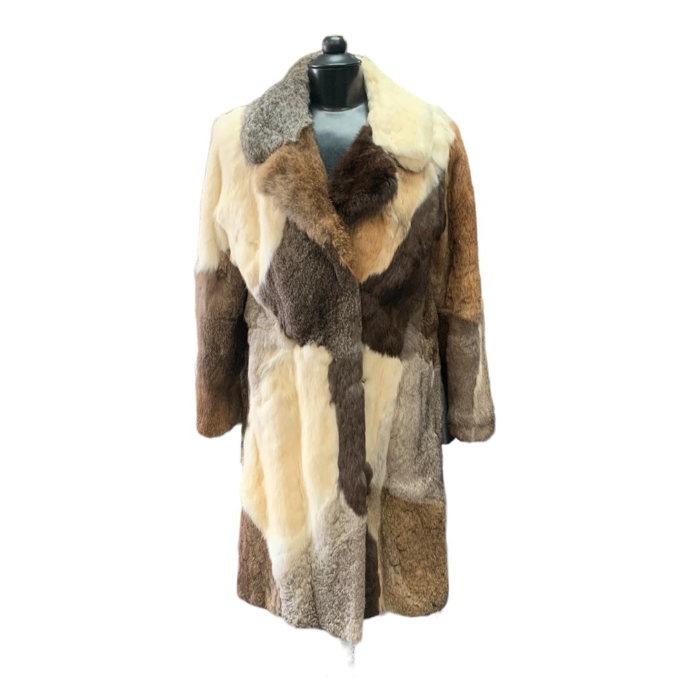 Genuine Rabbit Fur Patchwork Coat - Picture 2 of 10